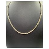 Sterling silver rope chain. 16 in