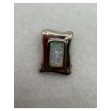 Sterling silver rectangle pendant with opal like