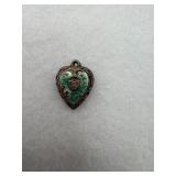 Sterling silver puffy heart charm with blue
