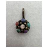 Multi color stone sterling silver pendant