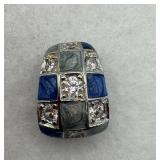 Sterling silver blue emerald checkerboard pendant
