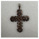Vintage sterling silver pendant lattice open work