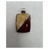 Sterling silver geometric yellow and red stone
