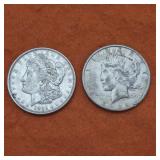 1921 and 1922 US Silver Peace Dollars
