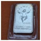 1oz .999 Fine Silver Bar 1984 Alaska