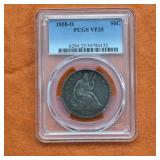 1858 Seated Liberty Silver Half Dollar VF25