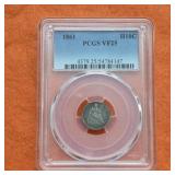 1861 Silver US Half Dime PCGS VF25