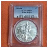 2008 W American Silver Eagle MS70