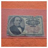 1874 US .25 Cent Fractional Currency Note