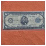 1914 US $5 'Lincoln Bullseye' Horseblanket