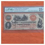 1860s N. Carolina $20 Banknote PMG 25