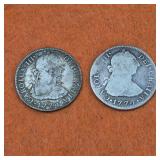 Two 1774 Silver Spanish 2 Reales Coins