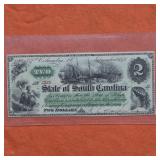 1873 South Carolina $2 Banknote