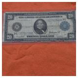 1914 US $20 Federal Reserve Note Horseblanket