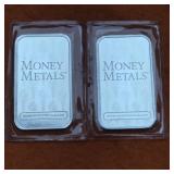 Two 1oz .999 Fine Silver Bars
