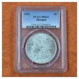 1921 Morgan Silver Dollar MS63