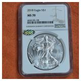 2018 American Silver Eagle MS70