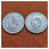 Two 90% Silver Coins Mexico
