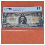 1922 US $20 Gold Certificate PMG 15