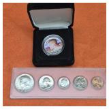 1964 US Coin Set and Painted Kennedy Half Dollar