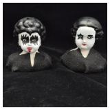 Two KISS Porcelain Doll Heads 4' Figures