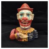 Antique Painted Cast-Iron Mechanical Clown Bank