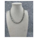 Sterling Silver Link Necklace Accented with Blue