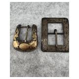 Lot of 2 Sterling Silver Belt Buckles with Floral