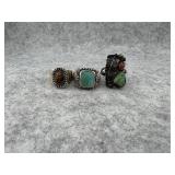 Lot of 3 Sterling Silver Southwestern or Native