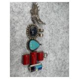 Lot of 5 Sterling Silver Southwestern and Native