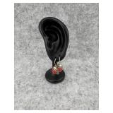 Sterling Silver Dangle Earrings with Vibrant Red