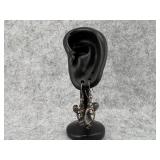 Sterling Silver Dangle Earrings of 3D Hunched