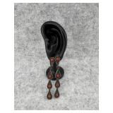 Sterling Silver Dangling Earrings with Small Red