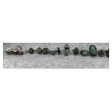 Lot of 14 of Green and Blue Stone of Sterling