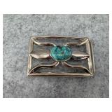 Sterling Silver Belt Buckle with Turquoise Stone