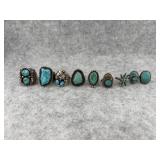 Lot of 9 Native American Style Sterling Silver