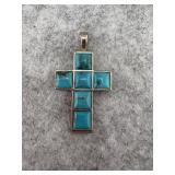 Turquoise Cross Pendant Set in Sterling Silver