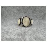 Sterling Silver Bracelet with Oval White Stone