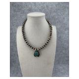 Navajo Style Sterling Silver Beaded Necklace with