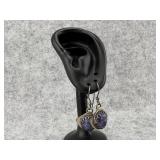 Sterling Silver Dangle Earrings with Purple