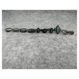 Lot of 10 Southwestern Sterling Silver Rings with