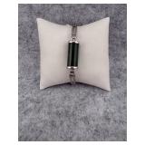Sterling Silver Bracelet with a Cylindrical Green