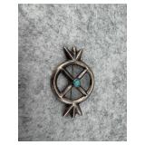 Native American Sterling Silver Brooch with a