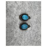 Sterling Silver Turquoise Oval  Cabochon Earrings