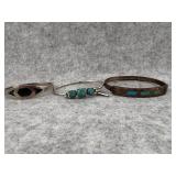 Lot of 3 Sterling Silver Turquoise Bracelets