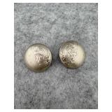 Sterling Silver Button Earrings with Half Moon