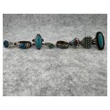 Lot of 8 Southwestern Sterling Silver Rings with