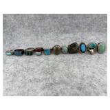 Lot of 11 Sterling Silver Rings with Gemstone and