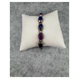 Sterling Silver Link Bracelet with Multi Colored