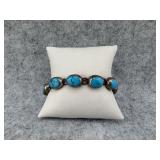 Mexican Sterling Silver Turquoise Cabochon Link